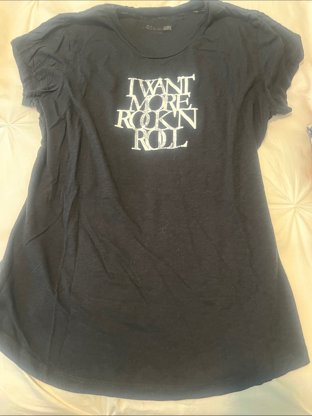 Zadig & Voltaire Black Short Sleeve Graphic Tee with White Text